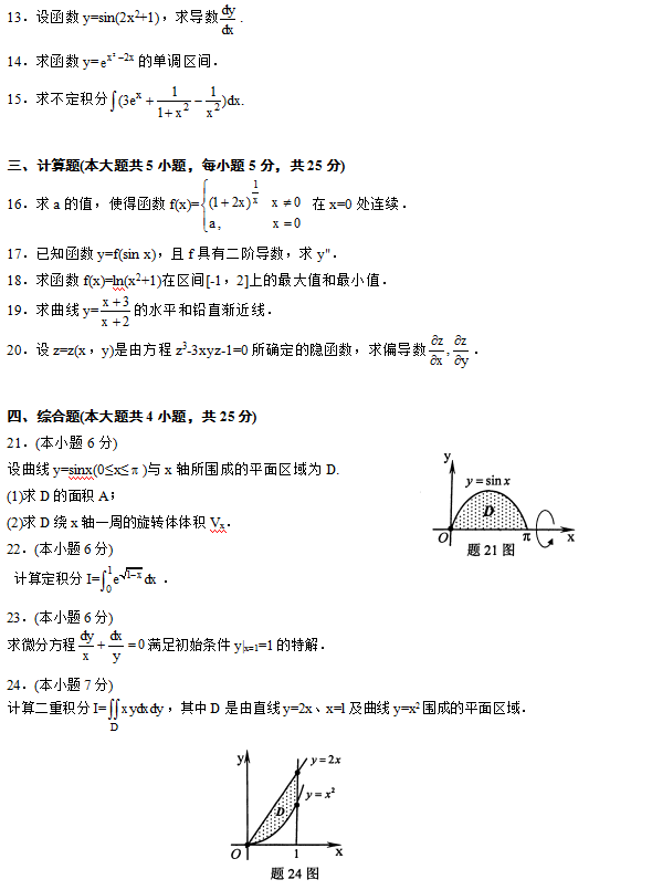 2013年10月自学考试高等数学(一)真题3.png 2013年10月自学考试高等数学(一)真题3.png