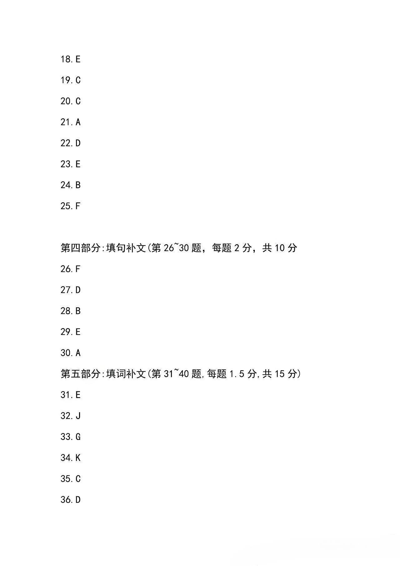 2024年上半年安徽自考《英语二》答案